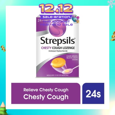 STREPSILS Lozenges Soothing Relief for Sore Throat Chesty Cough 24s