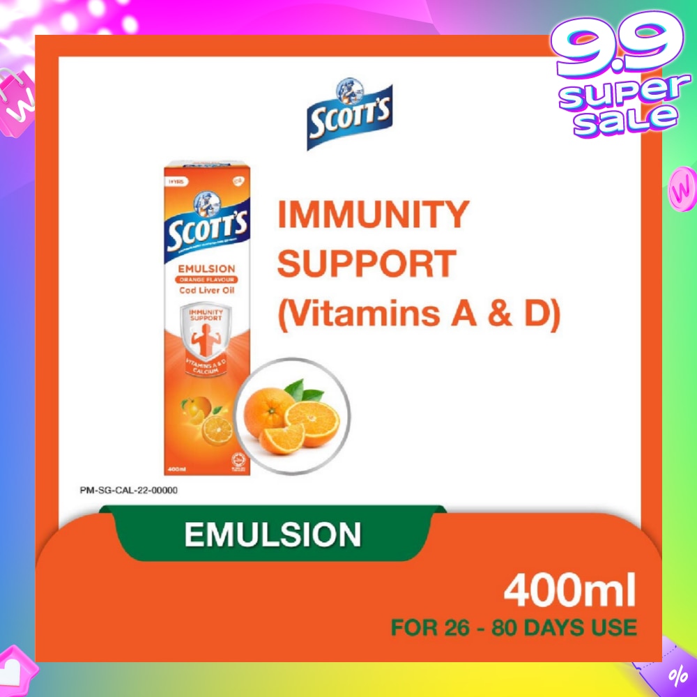 Emulsion Cod Liver Oil for Immunity Support Orange Flavour 400ml