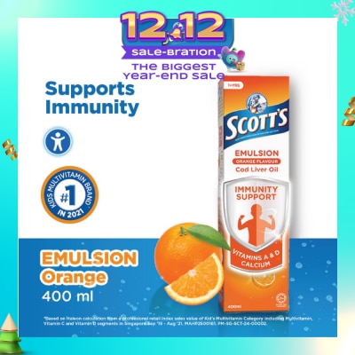 SCOTT'S Emulsion Cod Liver Oil for Immunity Support Orange Flavour 400ml