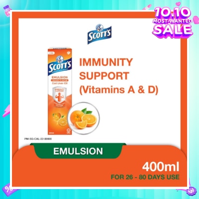 SCOTT'S Emulsion Cod Liver Oil for Immunity Support Orange Flavour 400ml