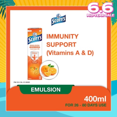 SCOTT'S Emulsion Cod Liver Oil for Immunity Support Orange Flavour 400ml