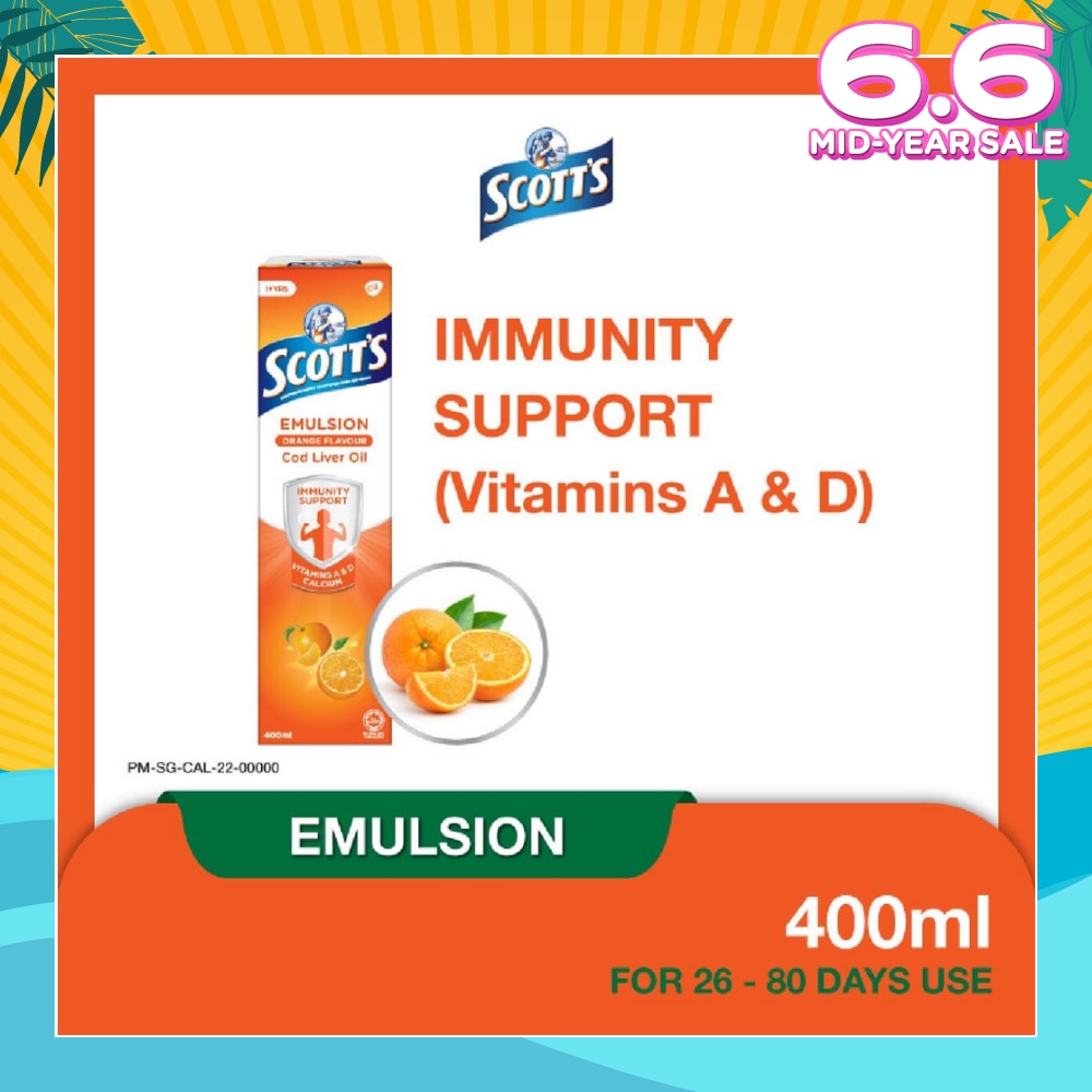 Emulsion Cod Liver Oil for Immunity Support Orange Flavour 400ml