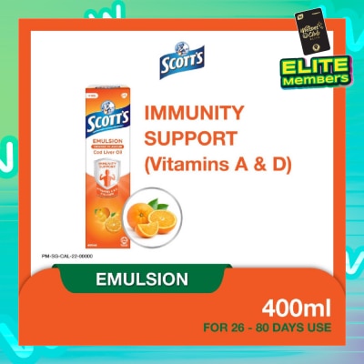 SCOTT'S Emulsion Cod Liver Oil for Immunity Support Orange Flavour 400ml