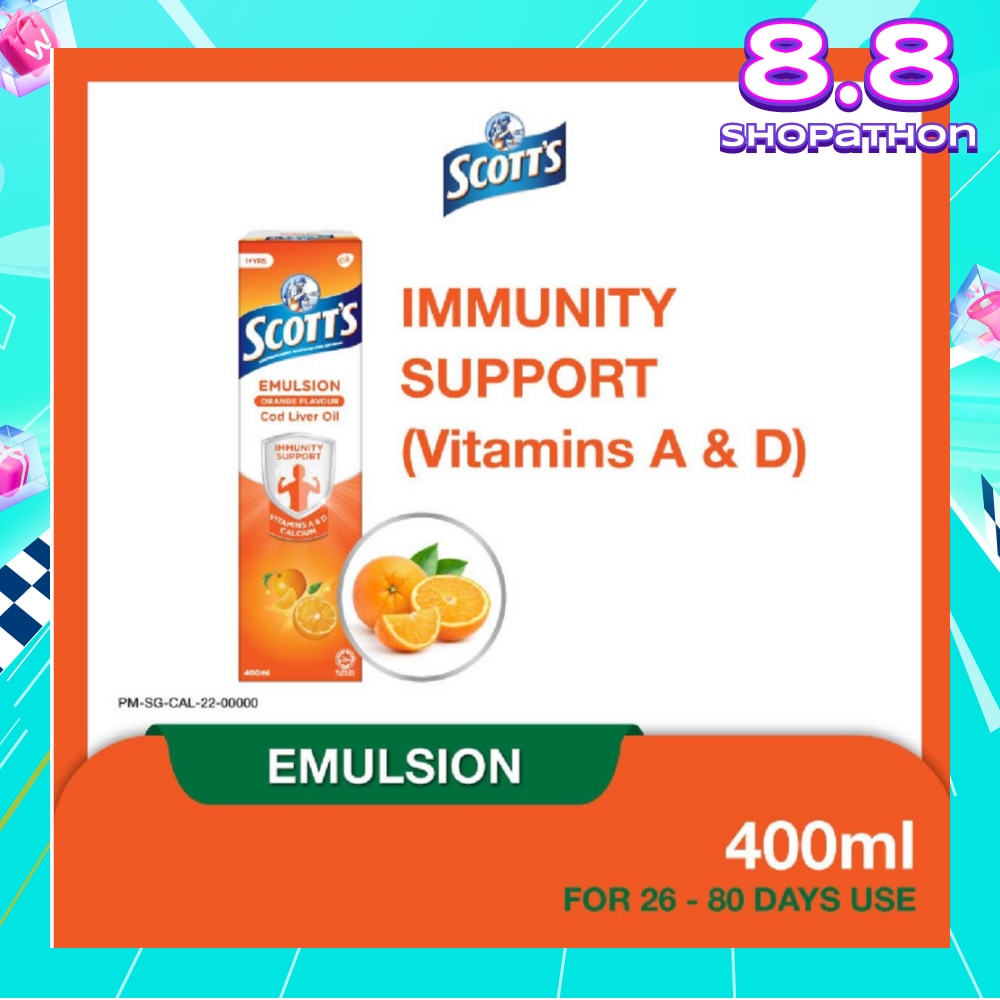Emulsion Cod Liver Oil for Immunity Support Orange Flavour 400ml