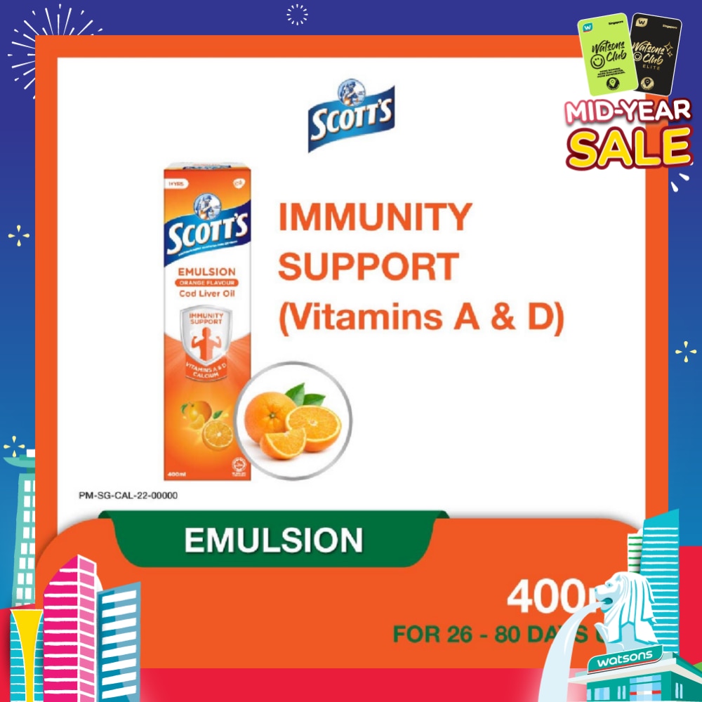 Emulsion Cod Liver Oil for Immunity Support Orange Flavour 400ml