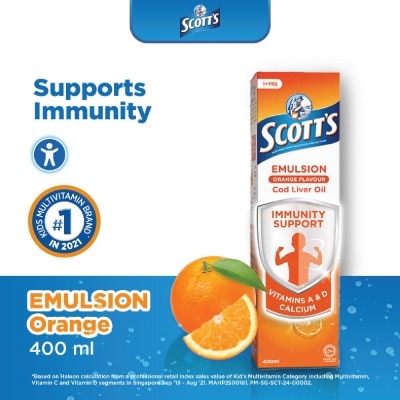 SCOTT'S Emulsion Cod Liver Oil for Immunity Support Orange Flavour 400ml