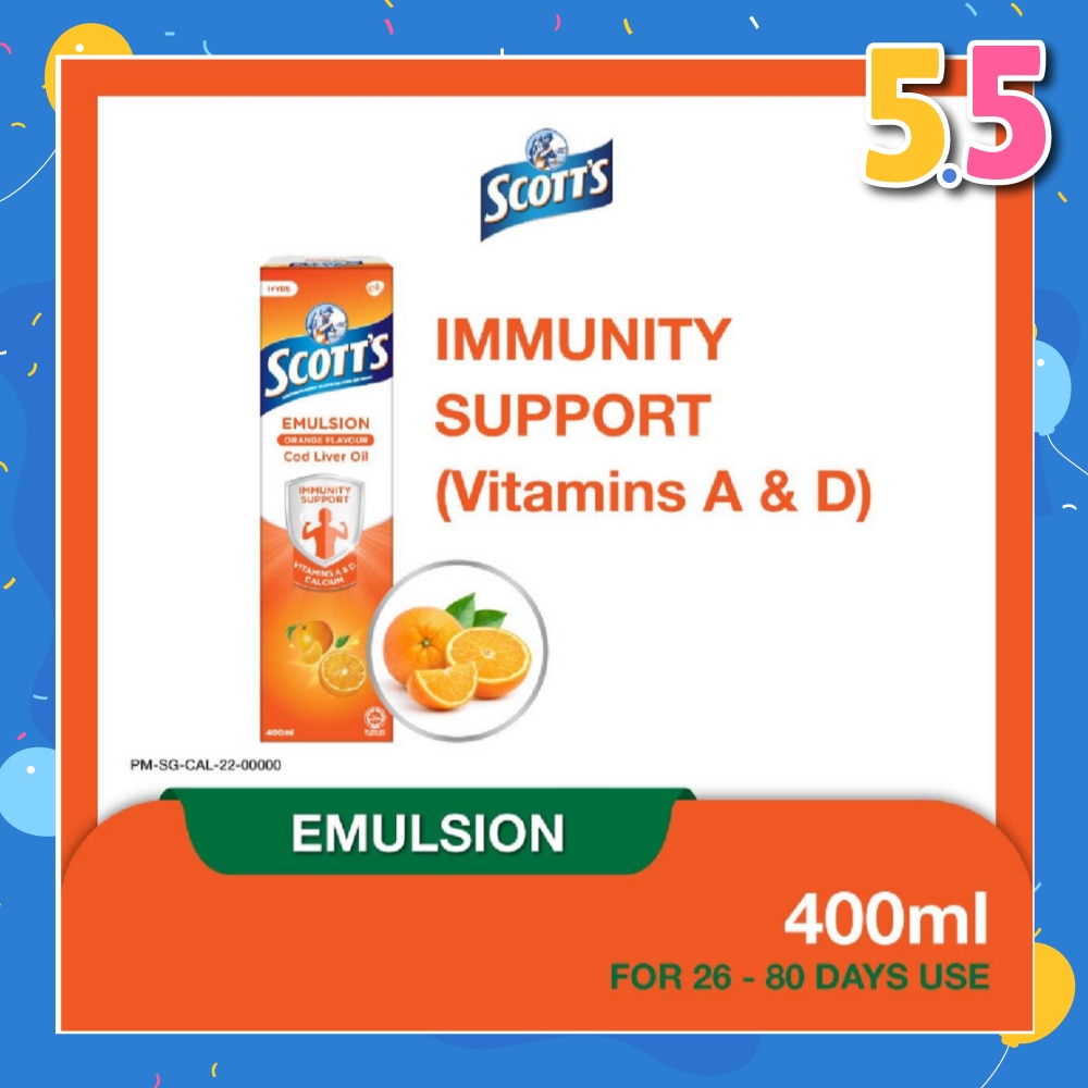 Emulsion Cod Liver Oil for Immunity Support Orange Flavour 400ml