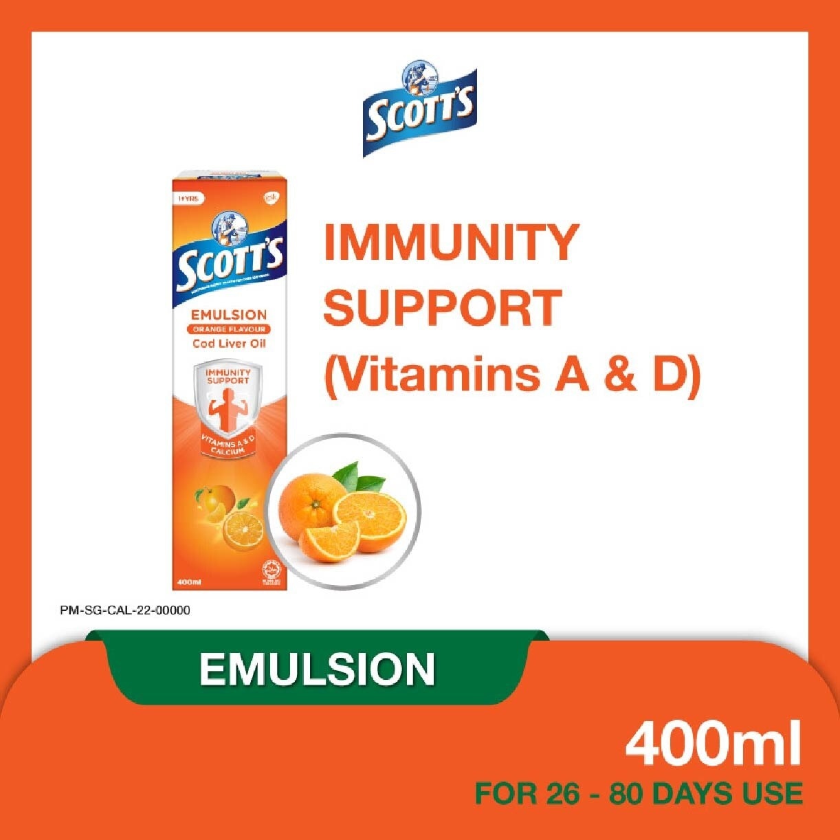 Emulsion Cod Liver Oil for Immunity Support Orange Flavour 400ml