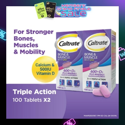CALTRATE HealthPlus, Bone & Muscle (Triple Action 3 In 1, Calcium + Vitamin D + 4 Minerals) 100s x 2s