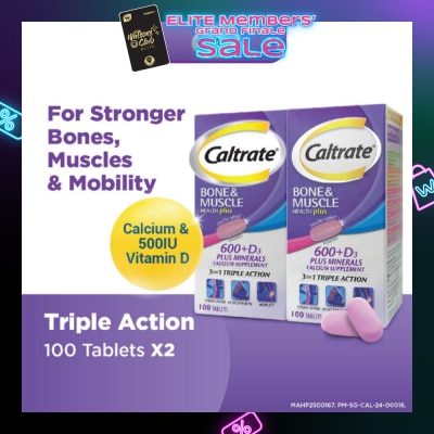 CALTRATE HealthPlus, Bone & Muscle (Triple Action 3 In 1, Calcium + Vitamin D + 4 Minerals) 100s x 2s