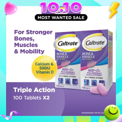 CALTRATE HealthPlus, Bone & Muscle (Triple Action 3 In 1, Calcium + Vitamin D + 4 Minerals) 100s x 2s image
