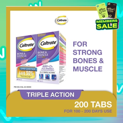CALTRATE HealthPlus, Bone & Muscle (Triple Action 3 In 1, Calcium + Vitamin D + 4 Minerals) 100s x 2s