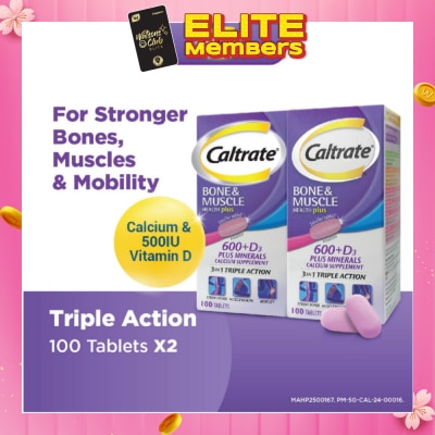 CALTRATE HealthPlus, Bone & Muscle (Triple Action 3 In 1, Calcium + Vitamin D + 4 Minerals) 100s x 2s