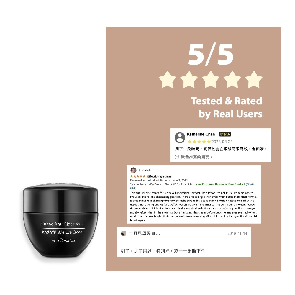 Anti-Wrinkle Eye Cream (To Reduce Wrinkles, Tighten Eye Bags & Brighten Dark Circle) 15ml