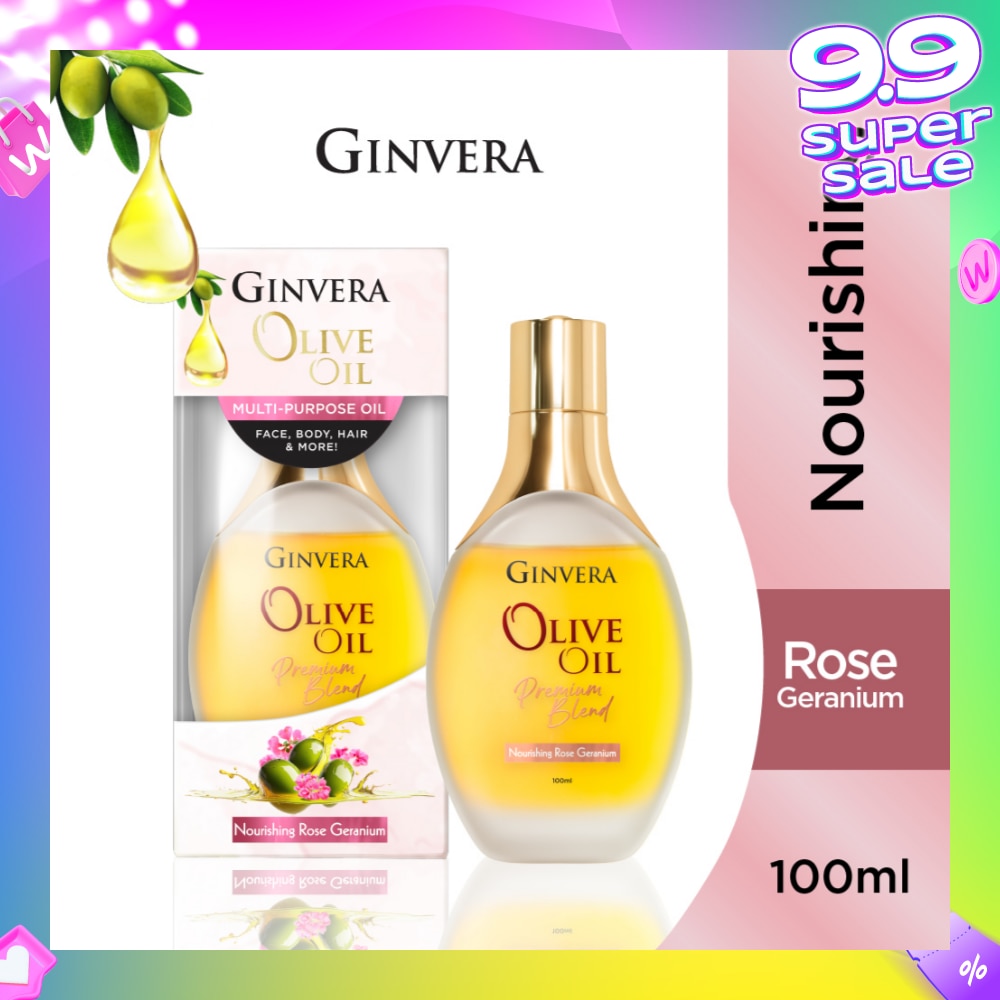 Essential Olive Oil Elixir Nourishing Rose Geranium (Multi-Purpose Oil For Face, Body, Hair & More) 100ml