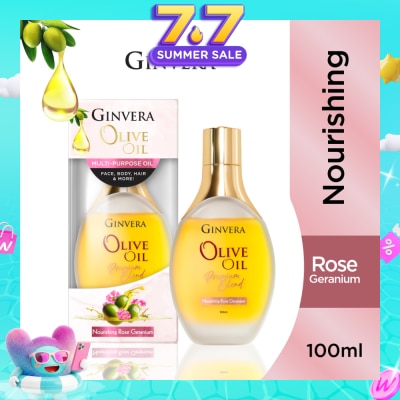 GINVERA - Essential Olive Oil Elixir Nourishing Rose Geranium (Multi-Purpose Oil For Face, Body, Hair & More) 100ml