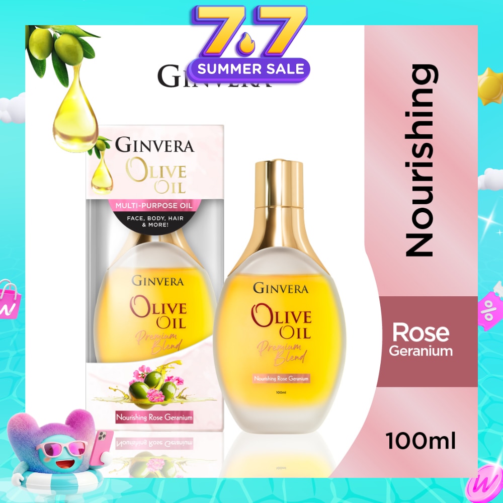 Essential Olive Oil Elixir Nourishing Rose Geranium (Multi-Purpose Oil For Face, Body, Hair & More) 100ml