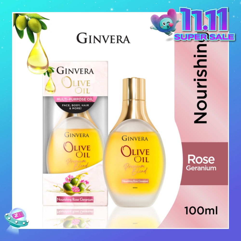 Essential Olive Oil Elixir Nourishing Rose Geranium (Multi-Purpose Oil For Face, Body, Hair & More) 100ml