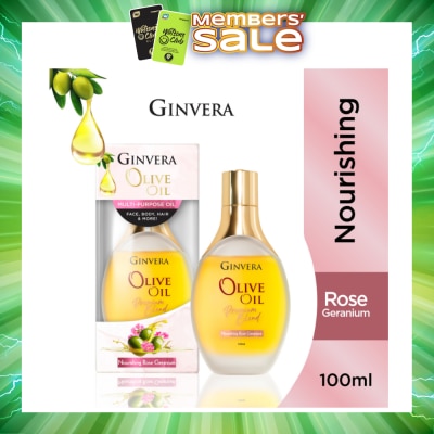 GINVERA - Essential Olive Oil Elixir Nourishing Rose Geranium (Multi-Purpose Oil For Face, Body, Hair & More) 100ml
