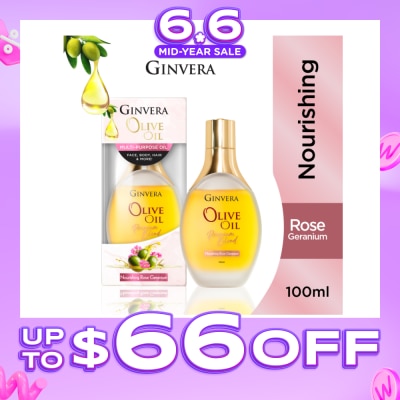 GINVERA - Essential Olive Oil Elixir Nourishing Rose Geranium (Multi-Purpose Oil For Face, Body, Hair & More) 100ml
