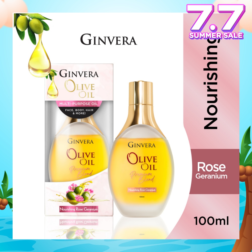 Essential Olive Oil Elixir Nourishing Rose Geranium (Multi-Purpose Oil For Face, Body, Hair & More) 100ml