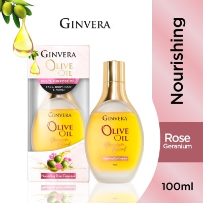 GINVERA Essential Olive Oil Elixir Nourishing Rose Geranium (Multi-Purpose Oil For Face, Body, Hair & More) 100ml