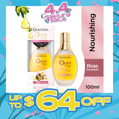 GINVERA - Essential Olive Oil Elixir Nourishing Rose Geranium (Multi-Purpose Oil For Face, Body, Hair & More) 100ml