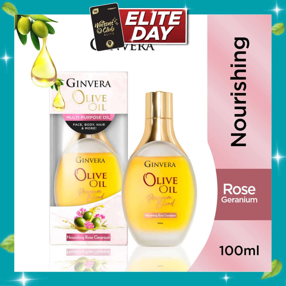 Essential Olive Oil Elixir Nourishing Rose Geranium (Multi Purpose Oil For Face, Body, Hair & More) 100ml image