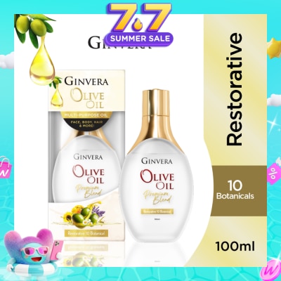 GINVERA - Essential Olive Oil Elixir Restorative 10 Botanical (Multi-Purpose Oil For Face, Body, Hair & More) 100ml