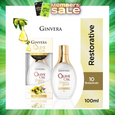 GINVERA - Essential Olive Oil Elixir Restorative 10 Botanical (Multi-Purpose Oil For Face, Body, Hair & More) 100ml