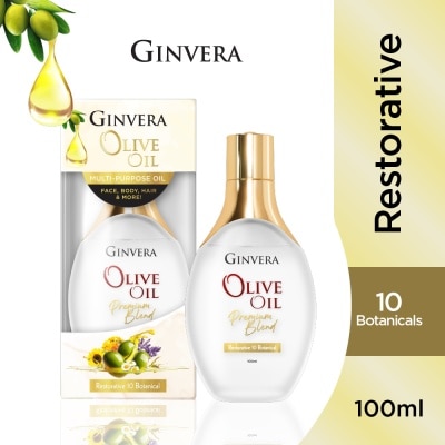 GINVERA Essential Olive Oil Elixir Restorative 10 Botanical (Multi-Purpose Oil For Face, Body, Hair & More) 100ml