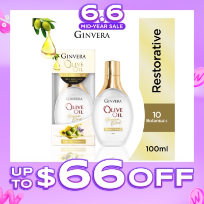 GINVERA - Essential Olive Oil Elixir Restorative 10 Botanical (Multi-Purpose Oil For Face, Body, Hair & More) 100ml