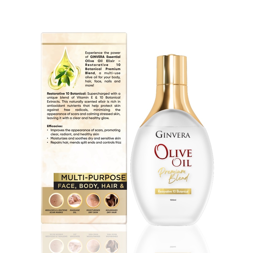 Essential Olive Oil Elixir Restorative 10 Botanical (Multi-Purpose Oil For Face, Body, Hair & More) 100ml