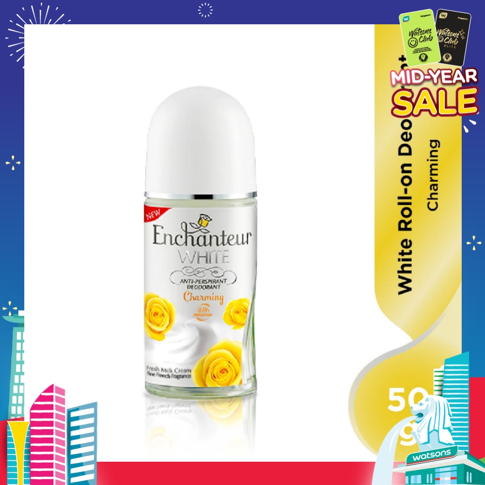 White Roll-On Anti-Perspirant Deodorant Charming 50g