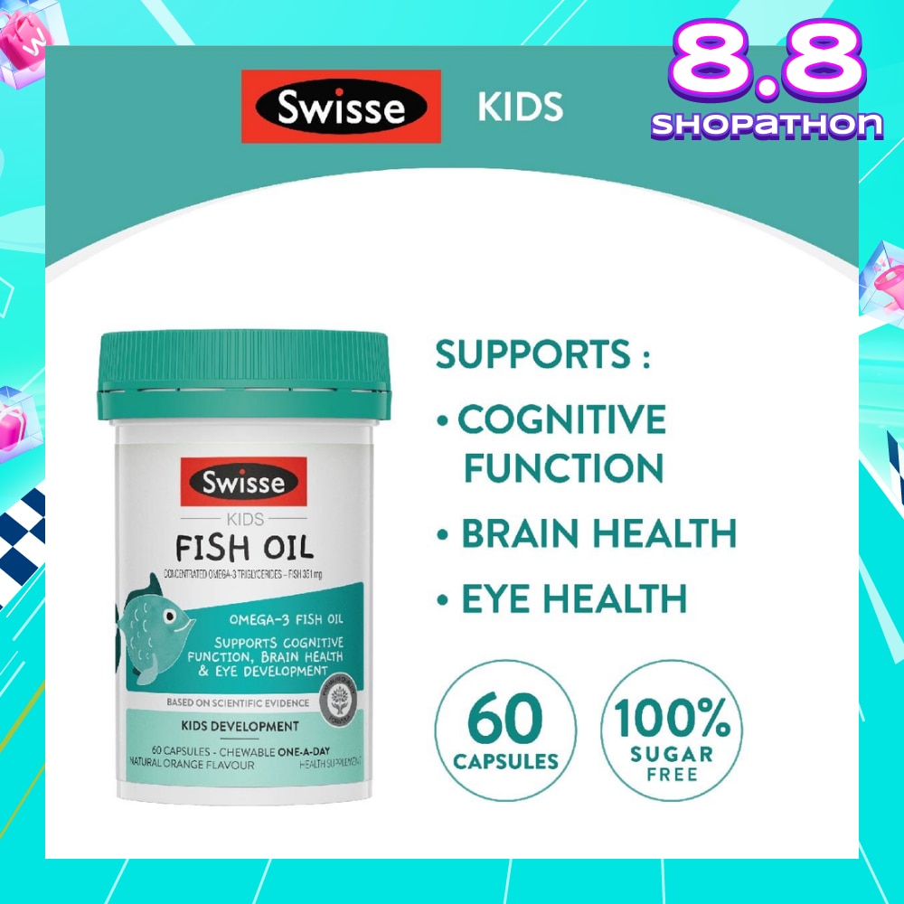 Fish Oil for Kids Chewable Capsules Natural Orange Flavour 60s