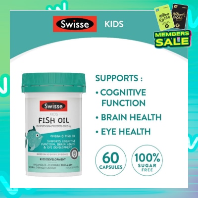 SWISSE Fish Oil for Kids Chewable Capsule Natural Orange Flavour 60s (Expiry: May`2026)