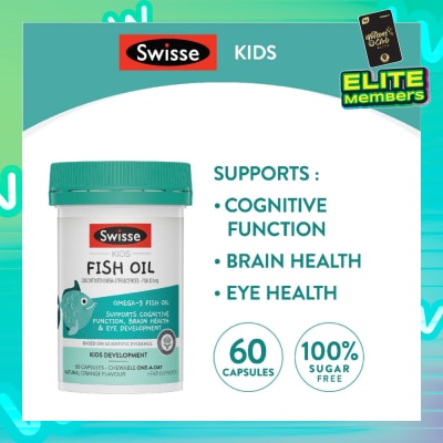 SWISSE Fish Oil for Kids Chewable Capsule Natural Orange Flavour 60s (Expiry: May`2026)