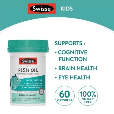 SWISSE Fish Oil for Kids Chewable Capsules Natural Orange Flavour 60s