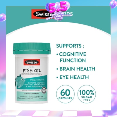 SWISSE - Fish Oil for Kids Chewable Capsule Natural Orange Flavour 60s (Expiry: Mar`2027)