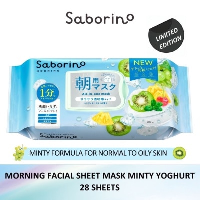 SABORINO Morning Facial Sheet Mask Minty Yoghurt (Minty Formula For Normal To Oily Skin) 28s