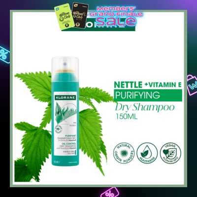 KLORANE Oil Control Dry Shampoo With Nettle + Vitamin E (To Purifies, Regulates Sebum & Absorbs Excess Oil) 150ml