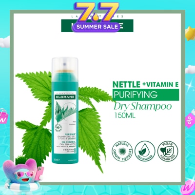 KLORANE - Oil Control Dry Shampoo With Nettle + Vitamin E (To Purifies, Regulates Sebum & Absorbs Excess Oil) 150ml