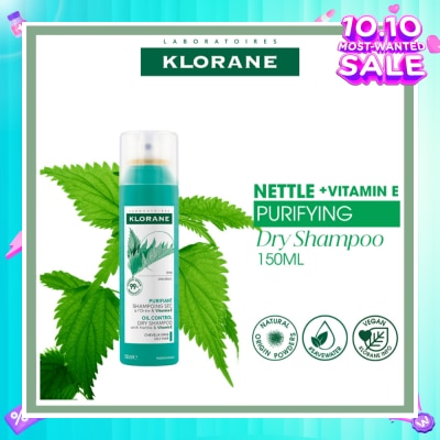 KLORANE Oil Control Dry Shampoo With Nettle + Vitamin E (To Purifies, Regulates Sebum & Absorbs Excess Oil) 150ml