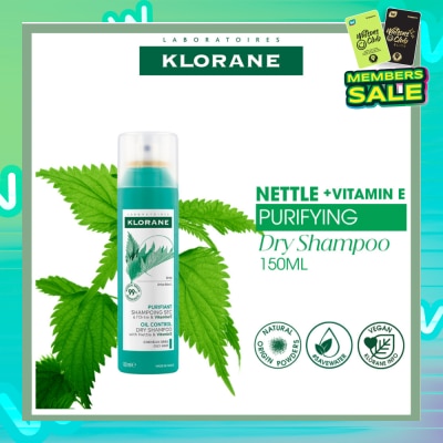 KLORANE Oil Control Dry Shampoo With Nettle + Vitamin E (To Purifies, Regulates Sebum & Absorbs Excess Oil) 150ml
