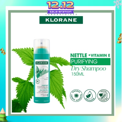 KLORANE Oil Control Dry Shampoo With Nettle + Vitamin E (To Purifies, Regulates Sebum & Absorbs Excess Oil) 150ml