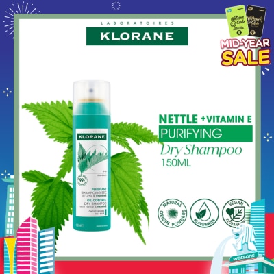 KLORANE Oil Control Dry Shampoo With Nettle + Vitamin E (To Purifies, Regulates Sebum & Absorbs Excess Oil) 150ml