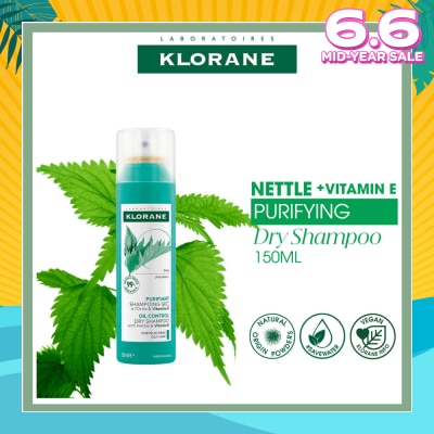 KLORANE Oil Control Dry Shampoo With Nettle + Vitamin E (To Purifies, Regulates Sebum & Absorbs Excess Oil) 150ml