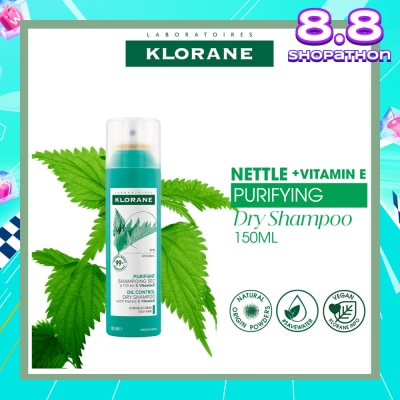 KLORANE Oil Control Dry Shampoo With Nettle + Vitamin E (To Purifies, Regulates Sebum & Absorbs Excess Oil) 150ml