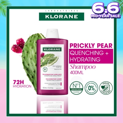 KLORANE Quenching + Hydrating Prickly Pear Shampoo (For 72h Long Lasting Hydration & 2x Shinier Hair) 400ml