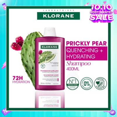 KLORANE Quenching + Hydrating Prickly Pear Shampoo (For 72h Long Lasting Hydration & 2x Shinier Hair) 400ml